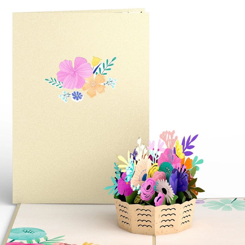 Colorful Blooms Basket Pop-Up Card