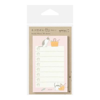 Midori To Do Sticky Notes - Cat Pink