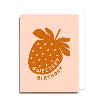 Sweetest Birthday Strawberry Screen Printed Card