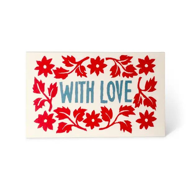 Leaves and Stars Small Gift Cards - Red and Blue (pack of 6)