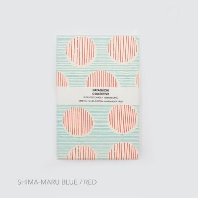 Screen Printed Boxed Stationery in Shima-Maru Blue x Red