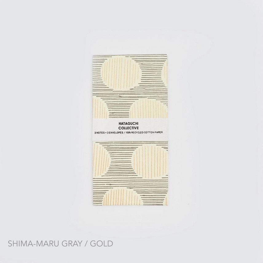 Large Screen Printed Notecard &amp; Envelope Set in Shima Maru Grey x Gold