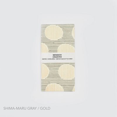 Large Screen Printed Notecard &amp; Envelope Set in Shima Maru Grey x Gold