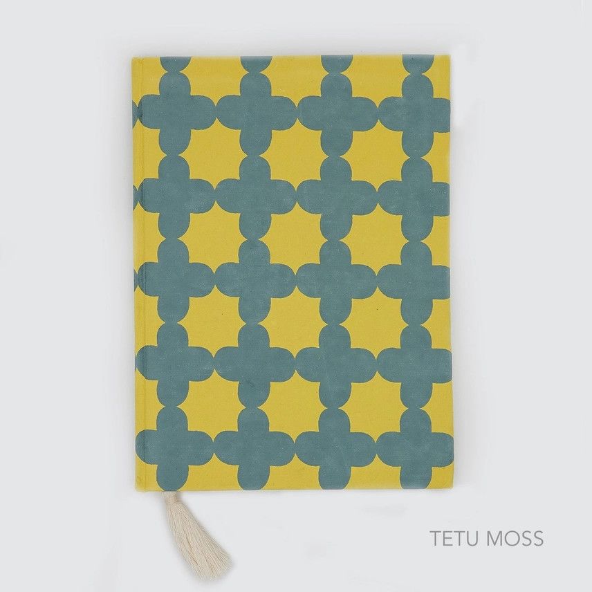 Screen Printed Upcycled Notebook in Tetu Moss