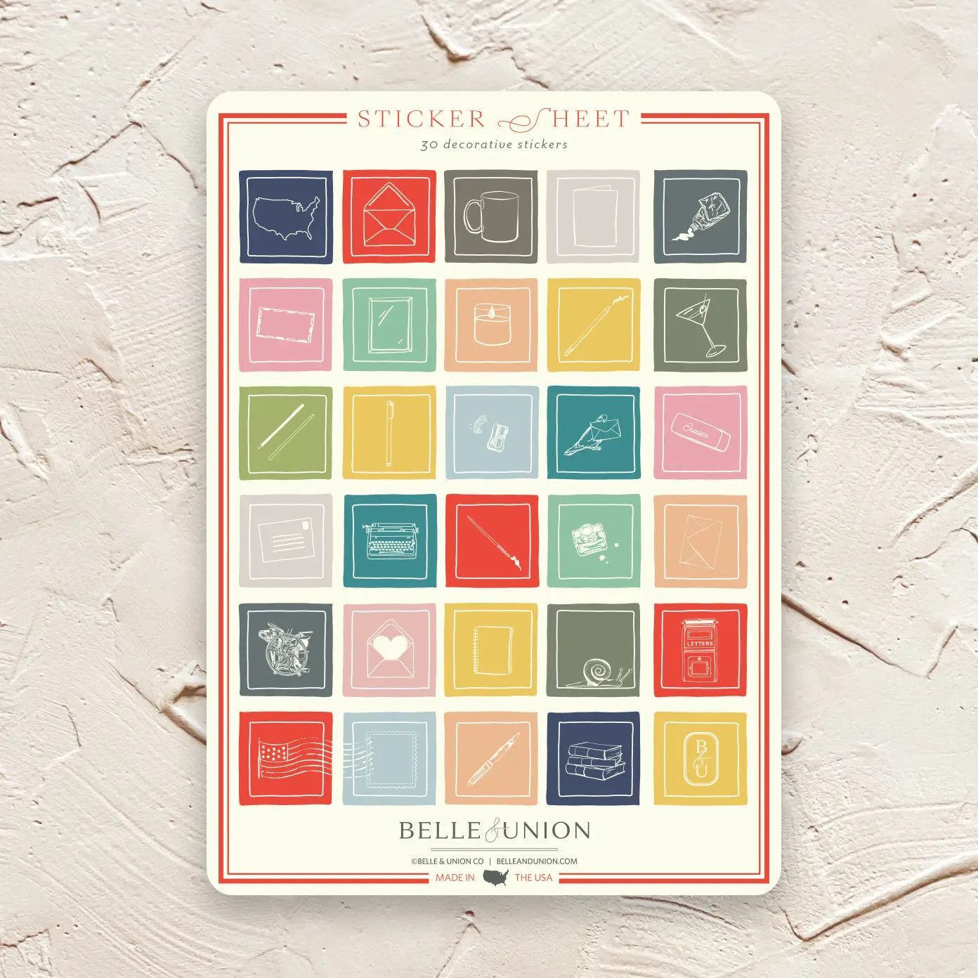 Mini Stationery Icons Sticker Sheet