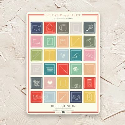 Mini Stationery Icons Sticker Sheet