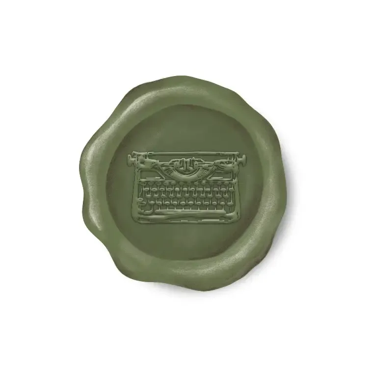Olive Typewriter Paper Wax Seal Stickers - Set of 12