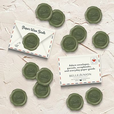 Olive Typewriter Paper Wax Seal Stickers - Set of 12