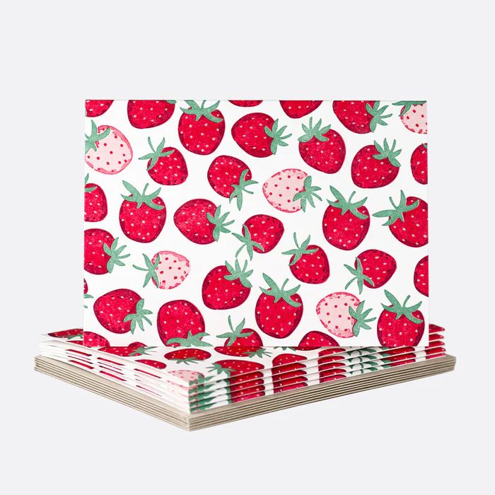Strawberry Pink Letterpress Cards (pack of 6)