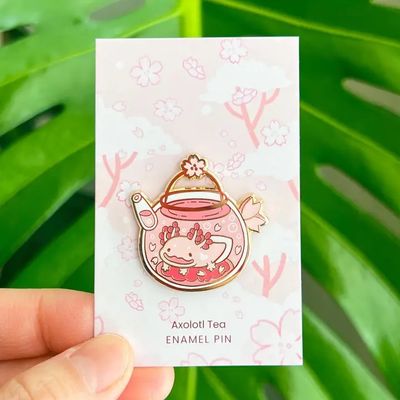 Axolotl Tea Bath Enamel Pin