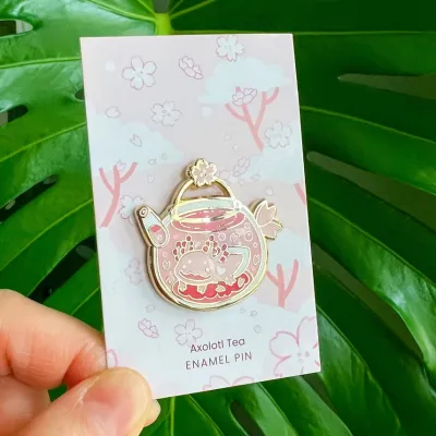 Axolotl Tea Bath Enamel Pin