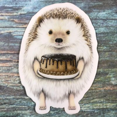 Hedgehog with Cake Sticker