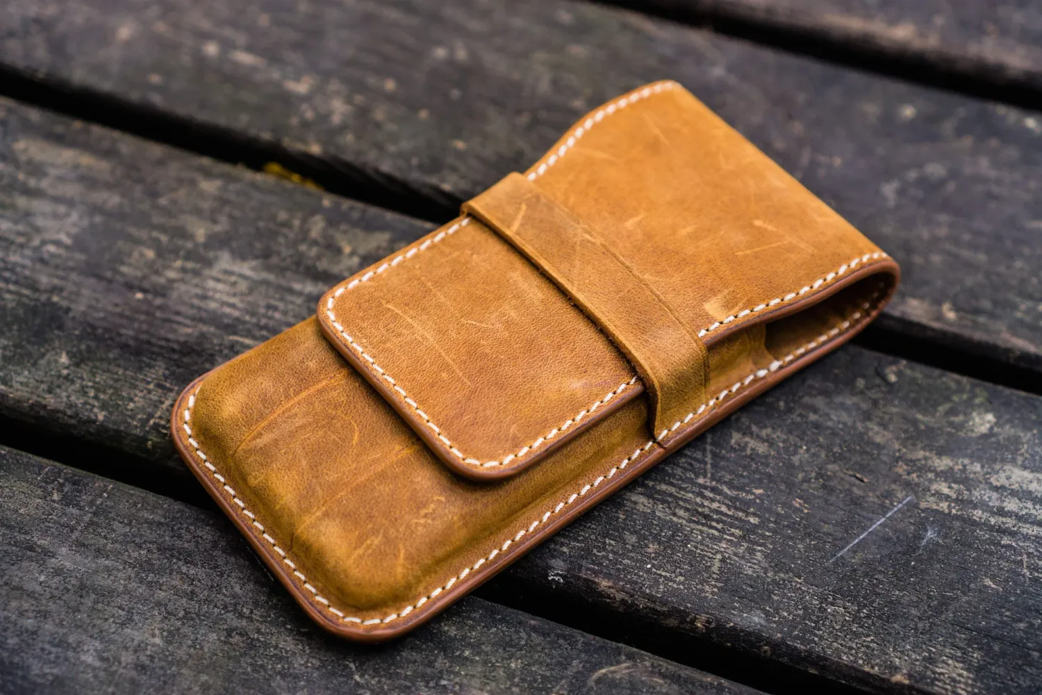 Galen Leather Flap Pen Case for 3 Pens