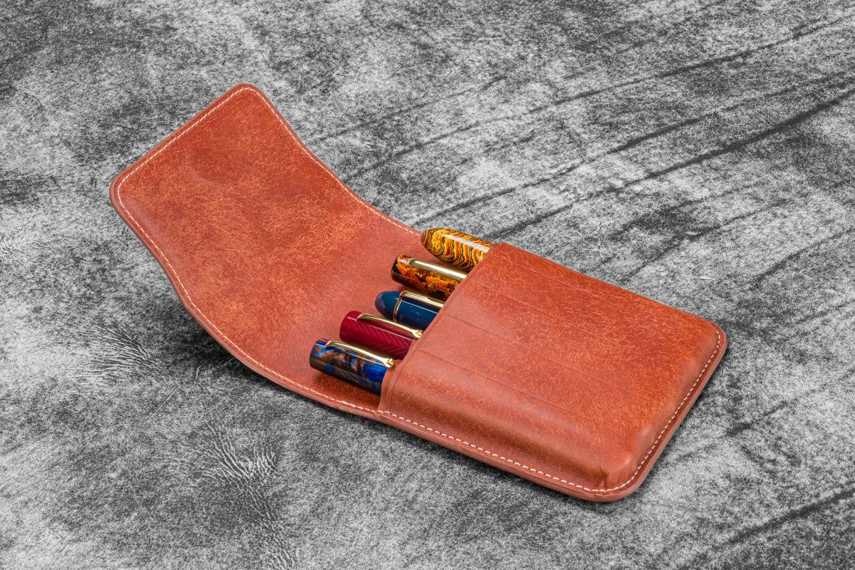 Galen Leather 5 Pen Leather Pen Case
