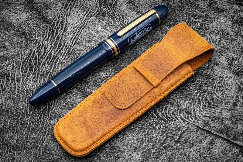 Galen Leather Vintage Slim Leather Single Pen Sleeve