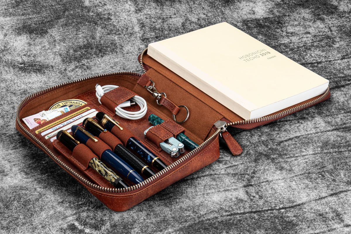 Galen Leather Expansi-Folio Leather Wide A5 Zip Folio