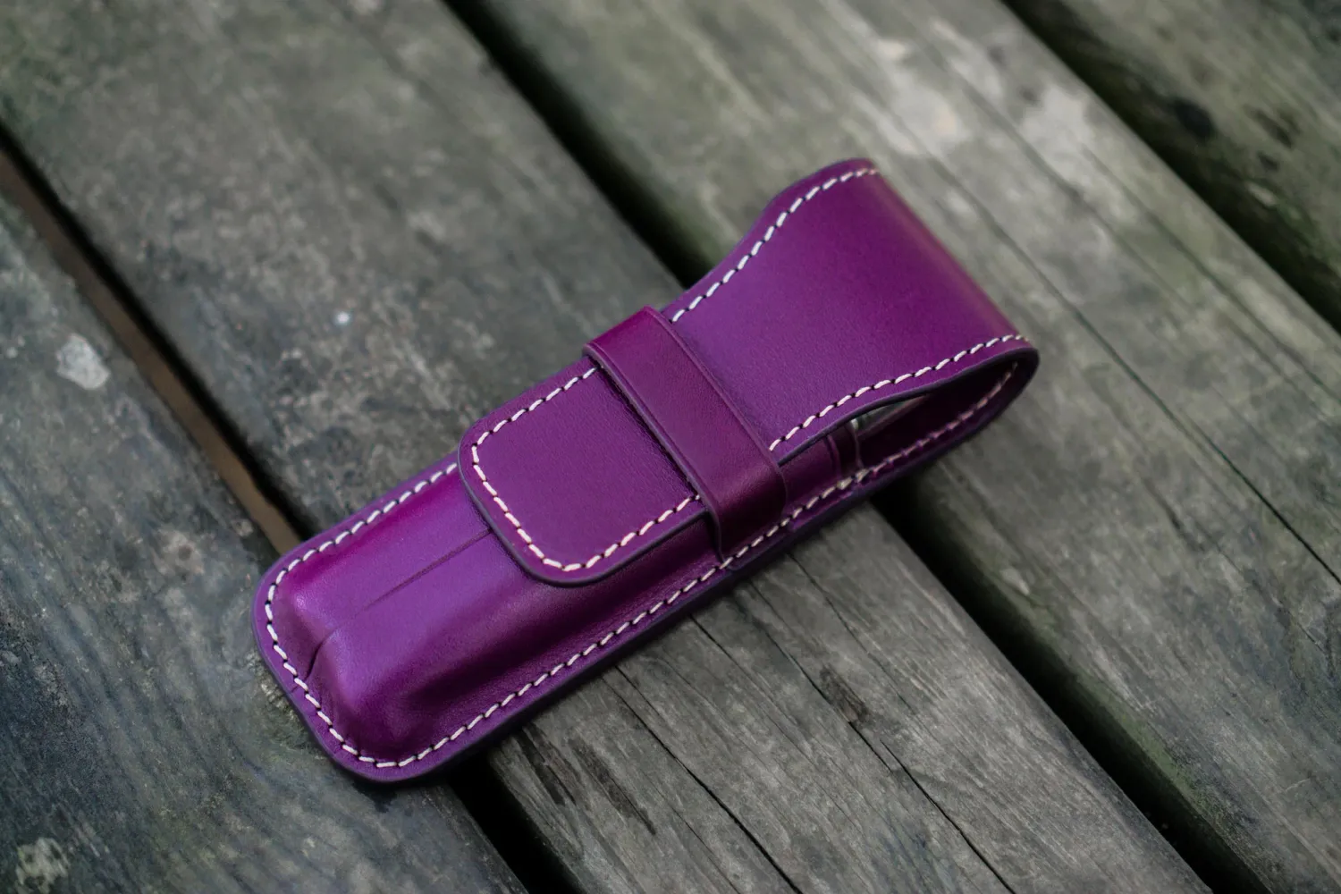 Galen Leather Flap Pen Case for Two Pens