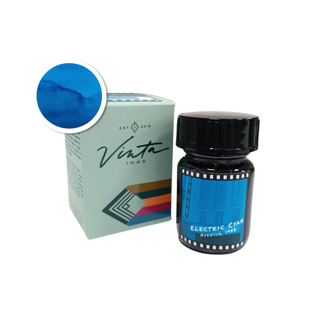 Vinta Inks - Archives from the Metro - Electric Cyan Bottled Ink (15ml)