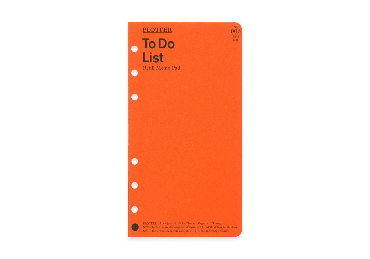 PLOTTER Refill Memo Pad To Do List (Bible Size)