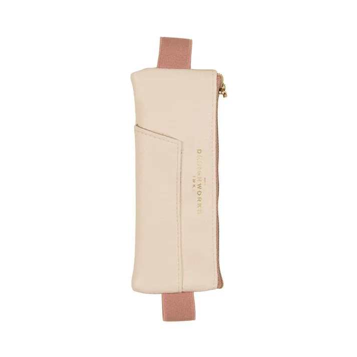 Vegan Leather Pen Pouch - Cream + Taupe