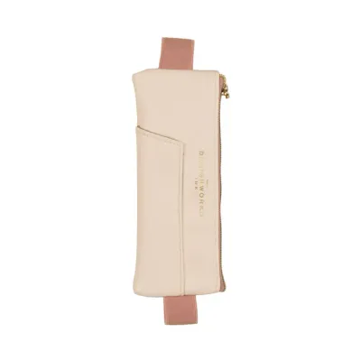 Vegan Leather Pen Pouch - Cream + Taupe