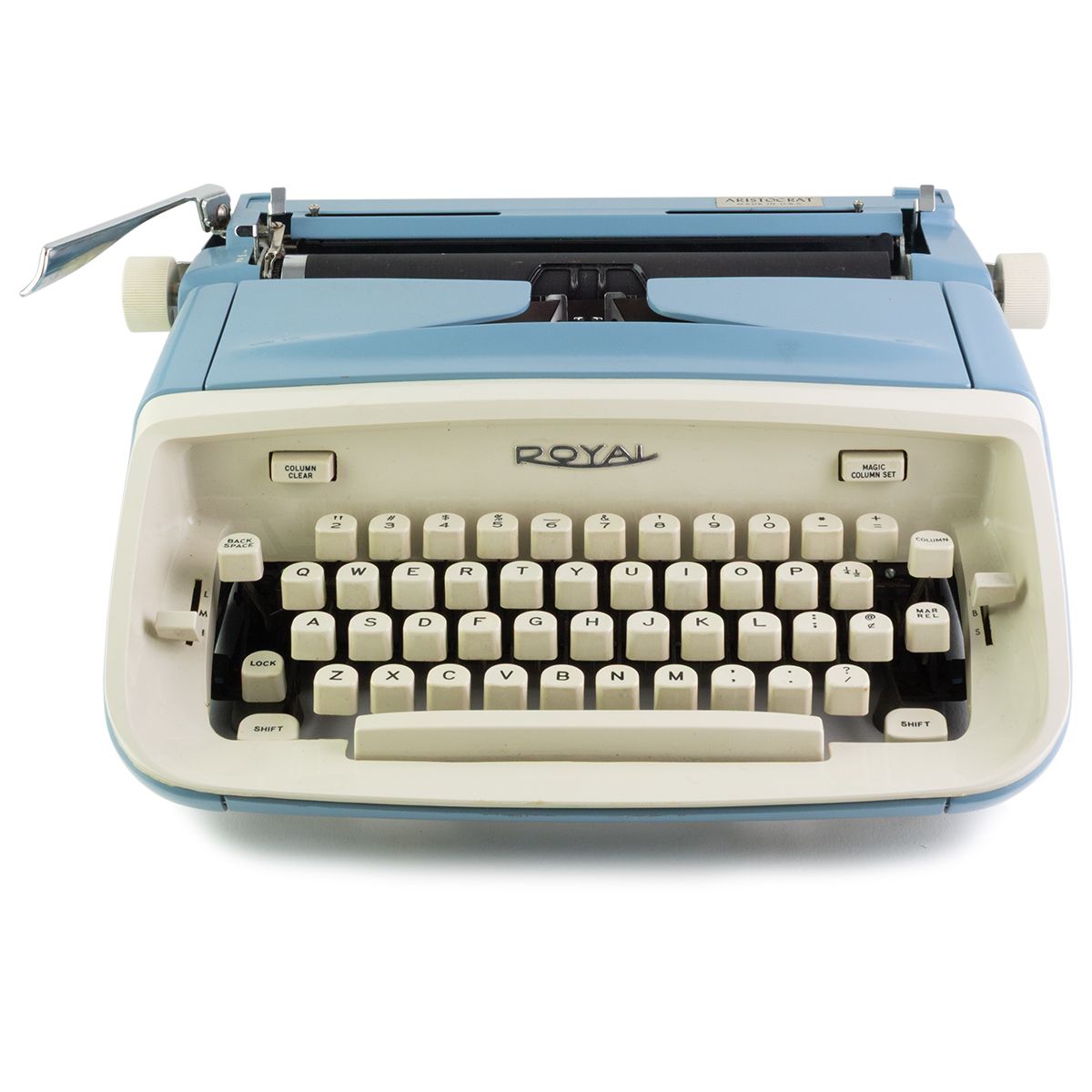 Royal Aristocrat Blue Aluminum Typewriter (1966)