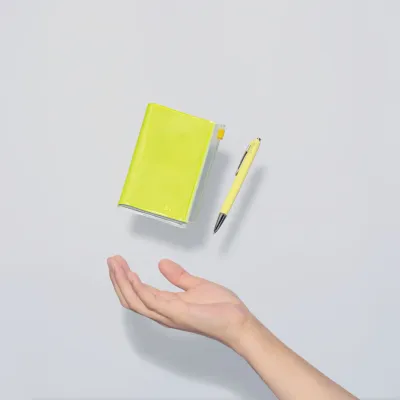 MARK'STYLE Edit B7 Grid Notebook with PVC Cover &amp; Zipper Pocket