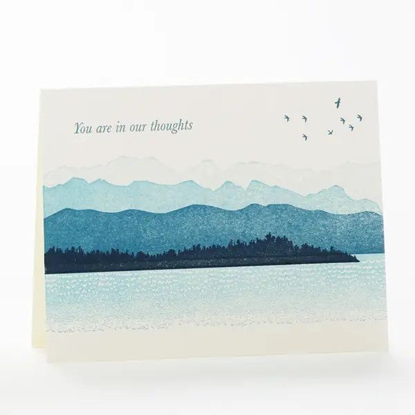 Mountains You Are In Our Thoughts Letterpress Card