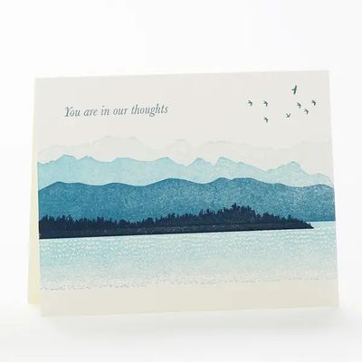 Mountains You Are In Our Thoughts Letterpress Card