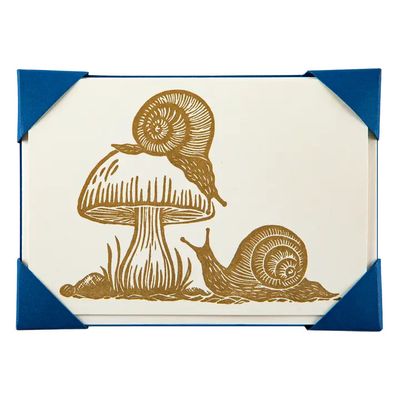 Snails and Mushrooms Letterpress Notelet Box of 5