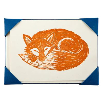 Sleeping Fox Letterpress Notelet Box of 5