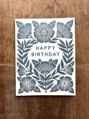 Happy Birthday Navy Floral Card