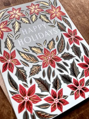 Happy Holidays Poinsettia Foil Card