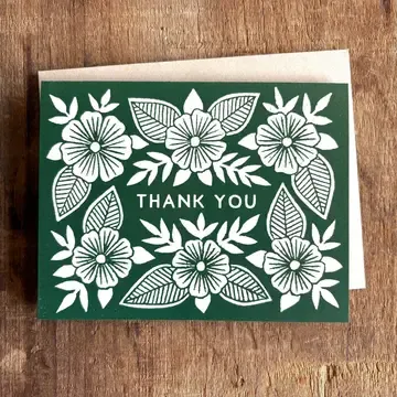 Thank You White Floral Card