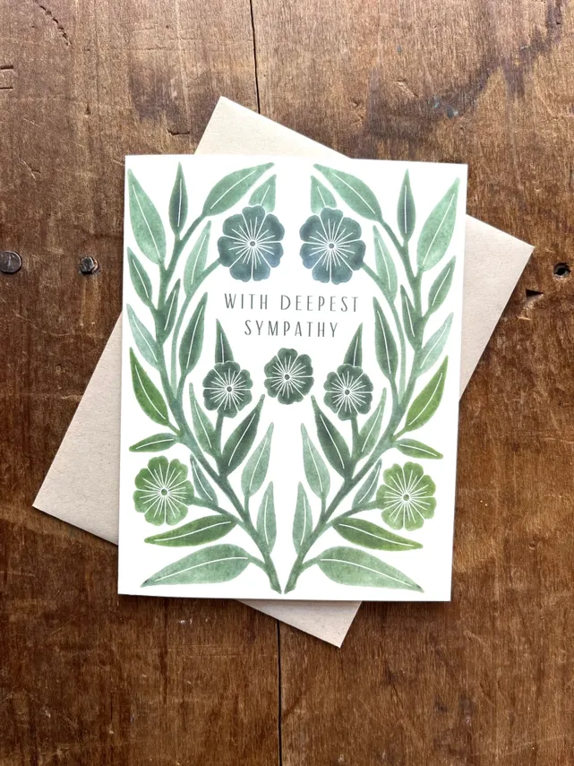 Deepest Sympathy Green Floral Card