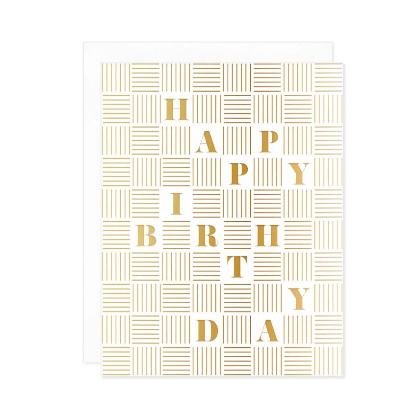 Happy Birthday Gold Foil Checker Card