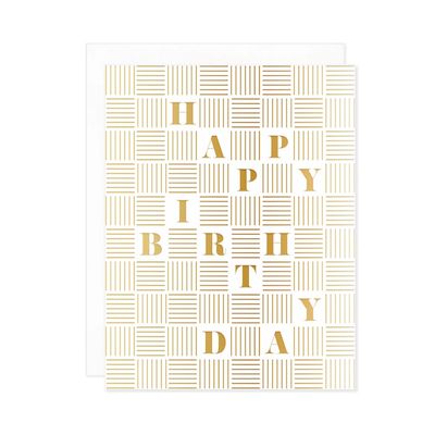 Happy Birthday Gold Foil Checker Card