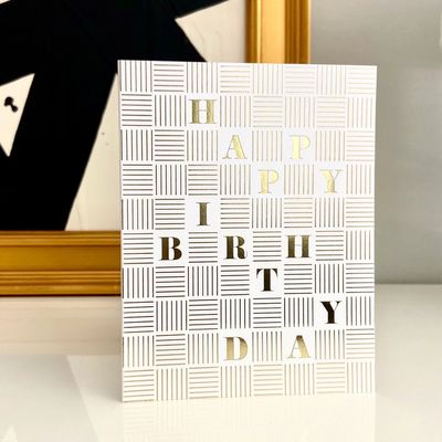 Happy Birthday Gold Foil Checker Card