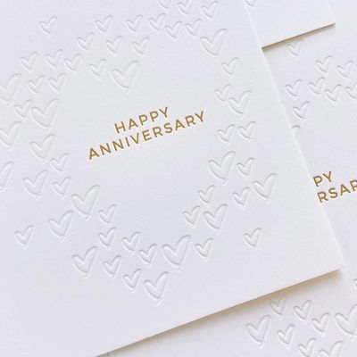 Hearts Happy Anniversary Letterpress Card