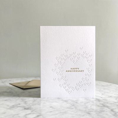 Hearts Happy Anniversary Letterpress Card