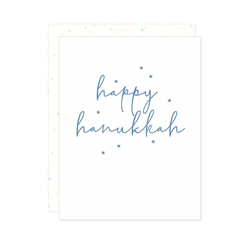 Starry Happy Hannukah Letterpress Card