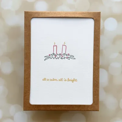 Calm and Bright Letterpress Holiday Cards (box of 6)