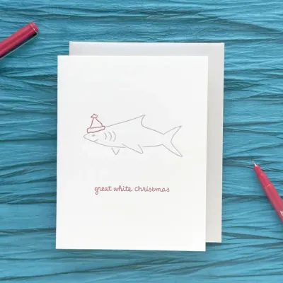 Great White Christmas Letterpress Cards (box of 6)
