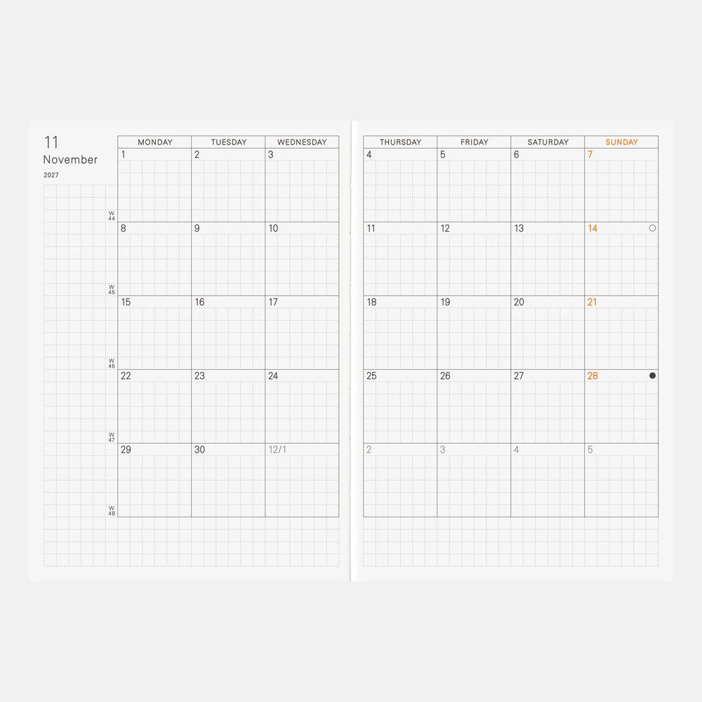 Hobonichi A6 Original Planner Book [ENG/JAN/MON] 2027