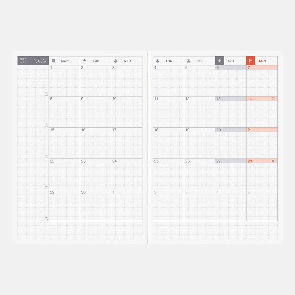 Hobonichi A6 Original Book [ENG/JAN/MON] 2027