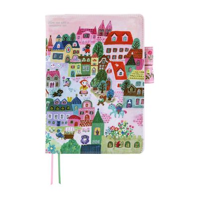 Hobonichi A5 Cover Yumi Kitagishi: White Cat Village