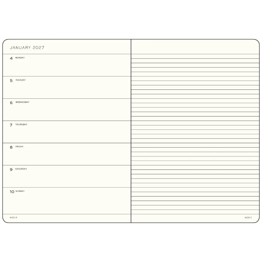 Leuchtturm - 2027 A6 Softcover Weekly Planner &amp; Notebook - Black