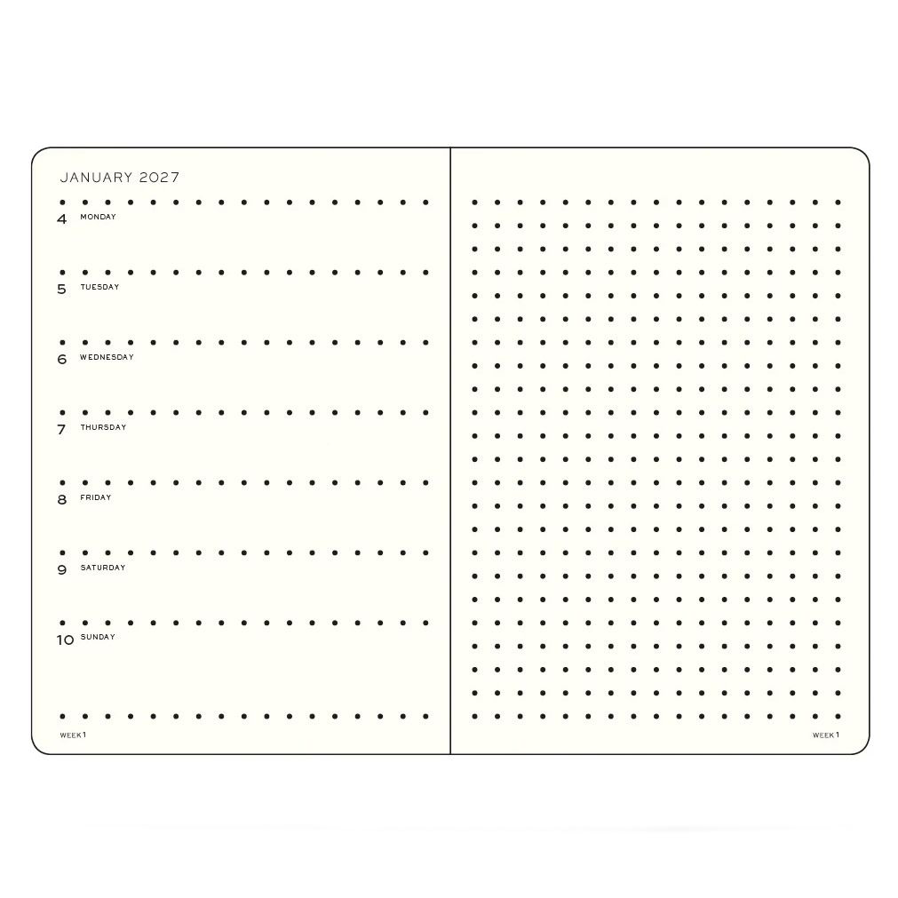 Leuchtturm - 2027 Wallet Hardcover Weekly Planner &amp; Notebook, Dotted - Black