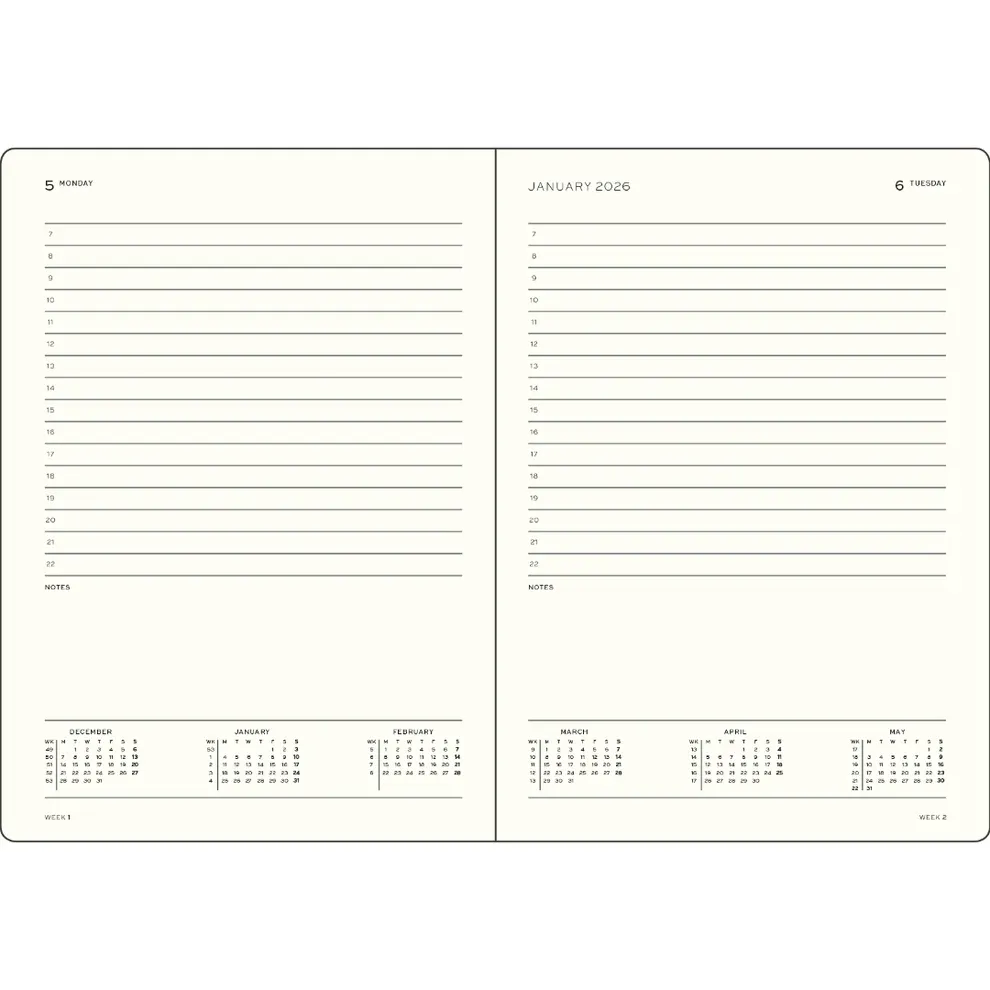 Leuchtturm - 2027 A4 Hardcover Daily Planner, Ruled - Black