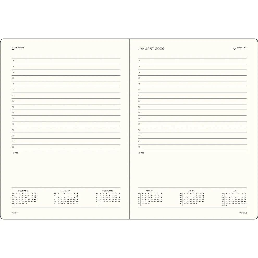Leuchtturm - 2027 A6 Hardcover Daily Planner, Ruled - Black